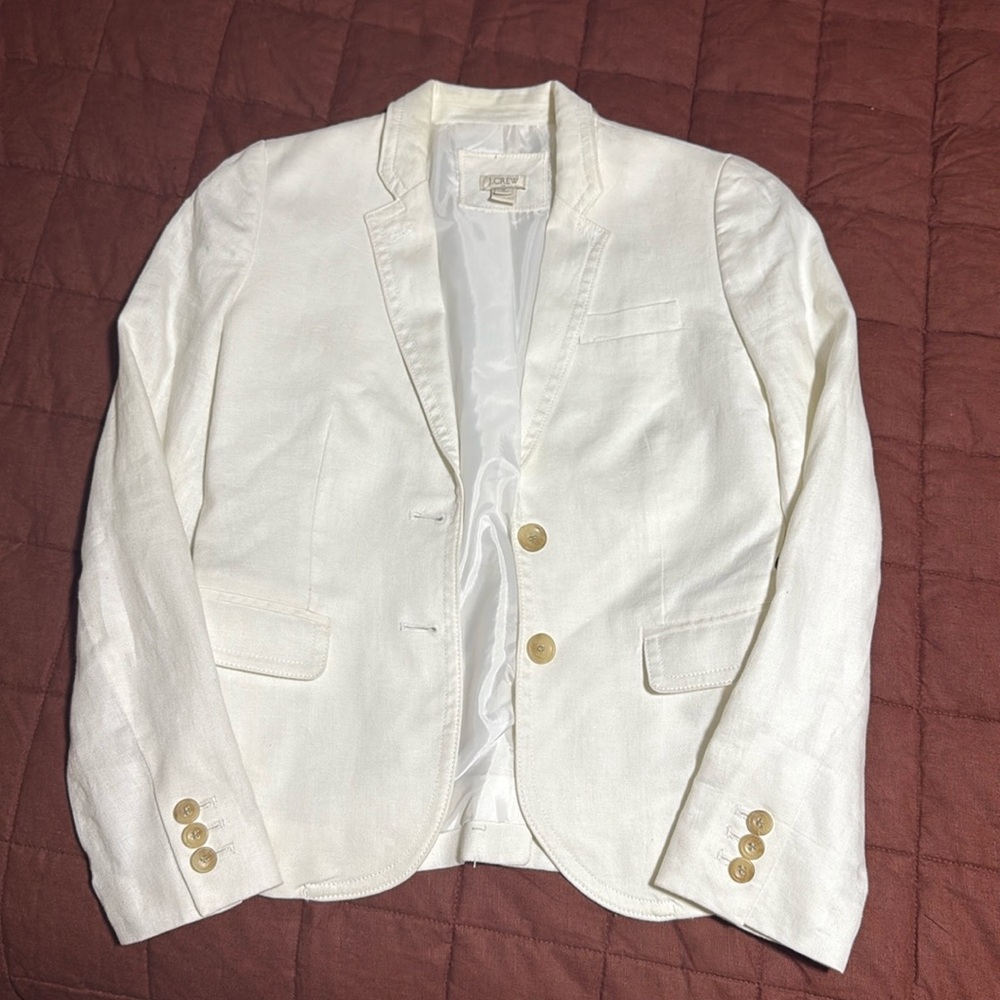 J Crew size 0 white linen blazer